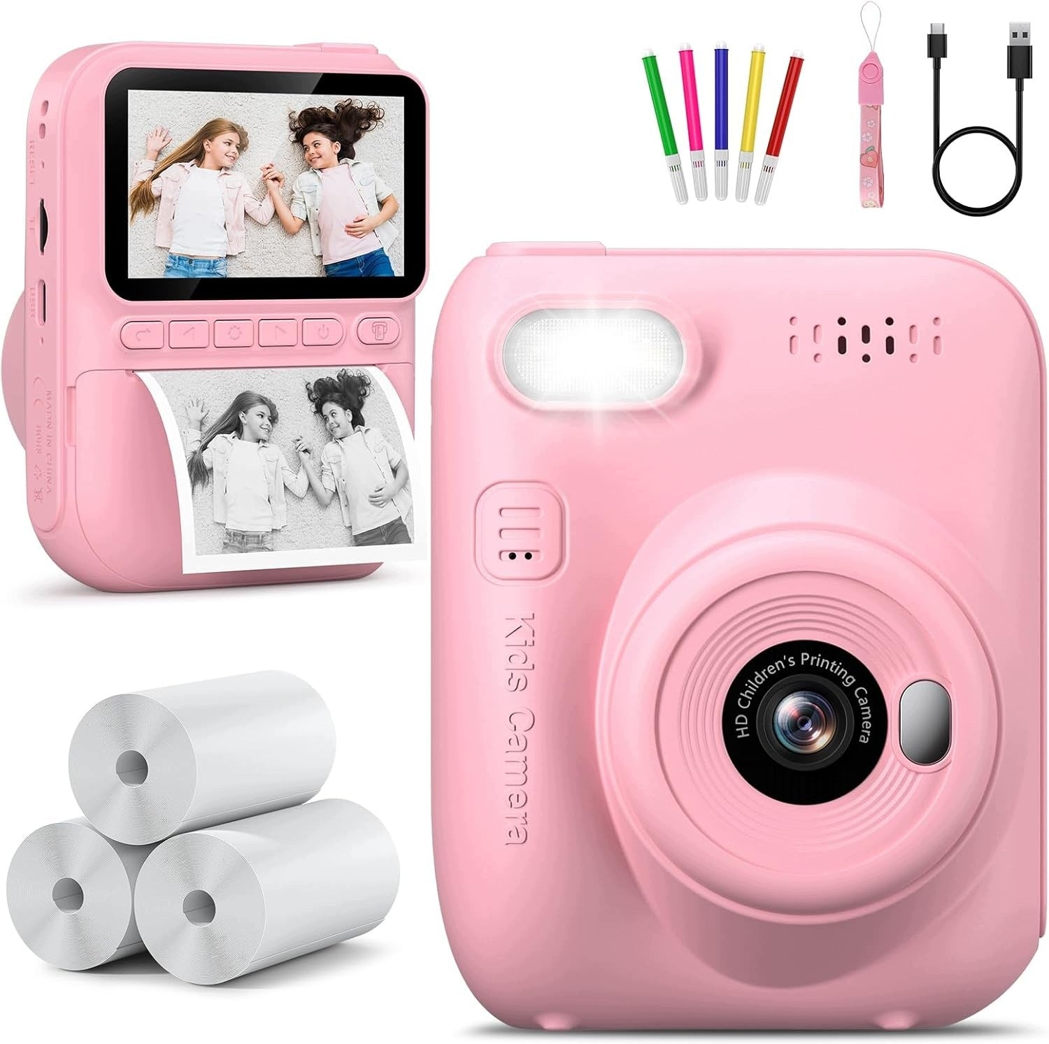 Hangrui Digit Instant Camera Photo Camera MP3 LCD 3'' PINK