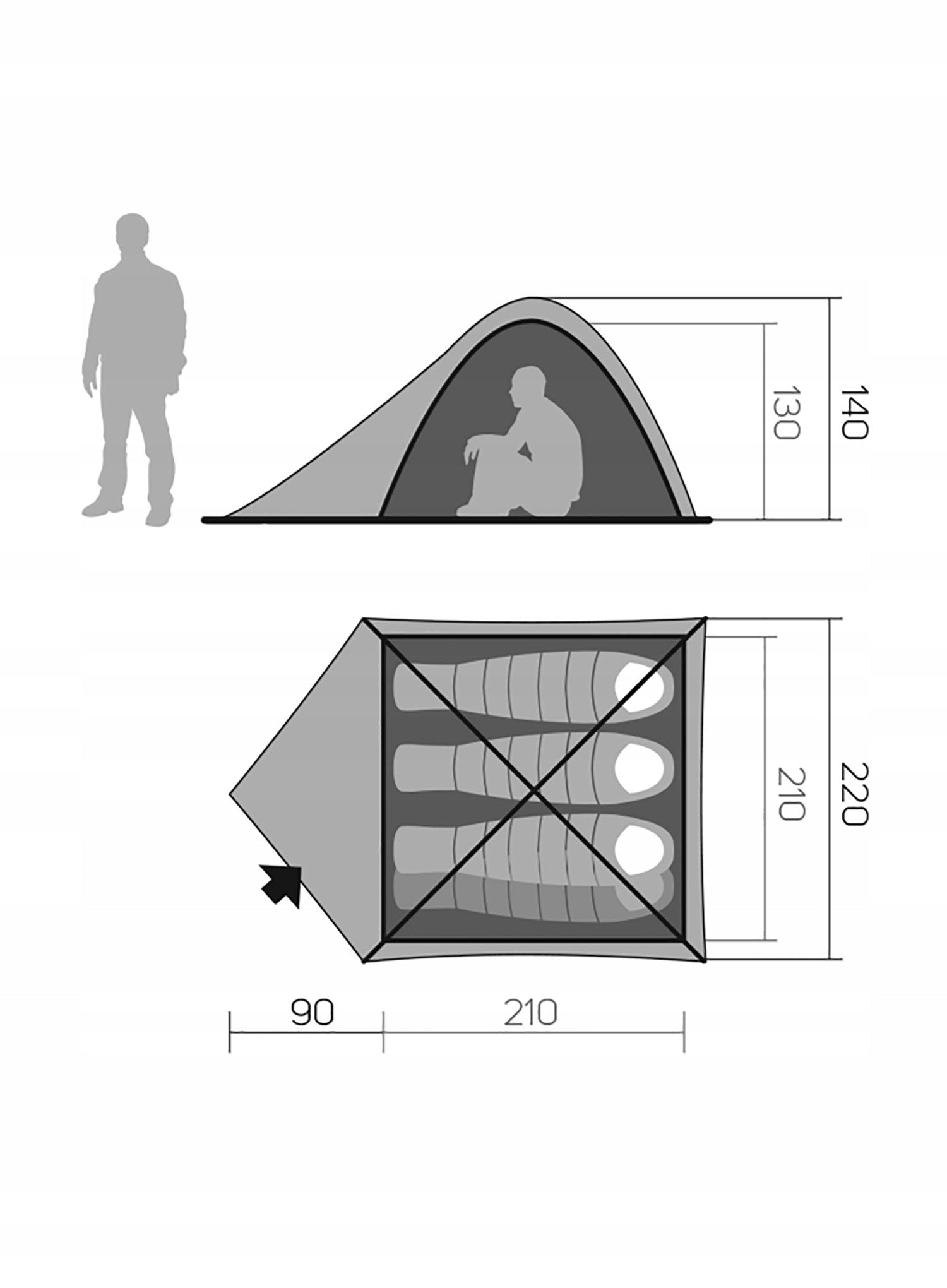 Hannah TYCOON 4 SPRING GREEN/CLOUD GRAY II tent Number of people 4