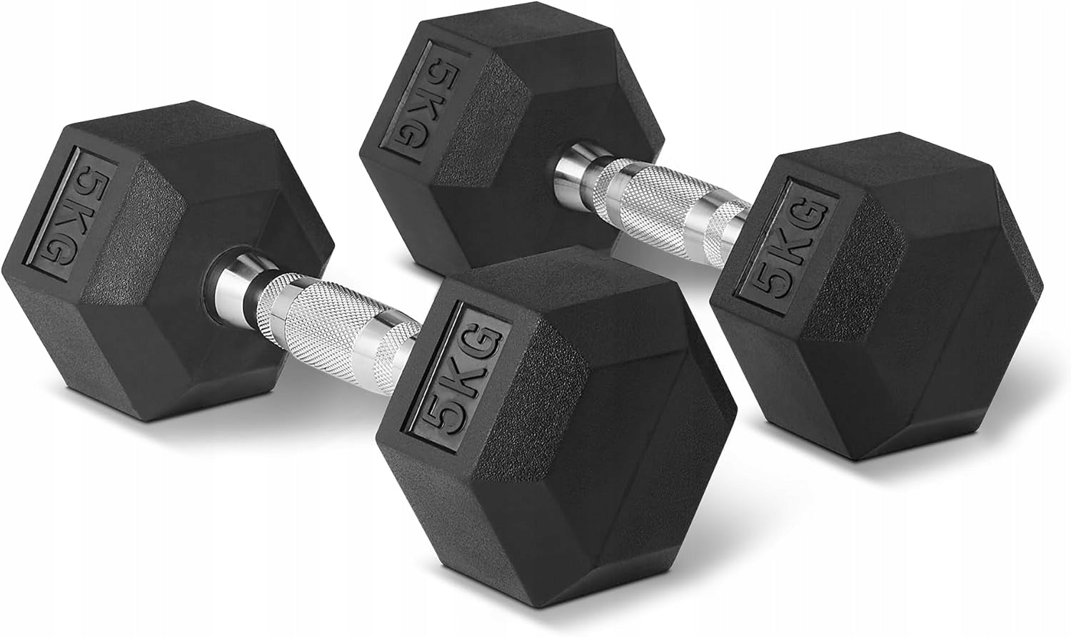 Hantel Cast Iron Dumbbell Weight Rubberized HEX 5 kg for Exercise Brand MatMay