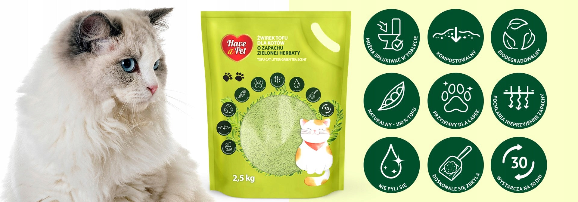 Hap cat litter Tofu Green Tea 2,5kg Packaging status original