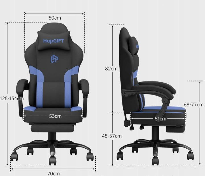 HapGIFT gaming chair with footrest massage 150 kg black-blue Packaging status original