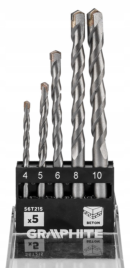 Hardened concrete drill bit set: 4, 5, 6, 8, 10 mm, 5 pcs. Brand GRAPHITE