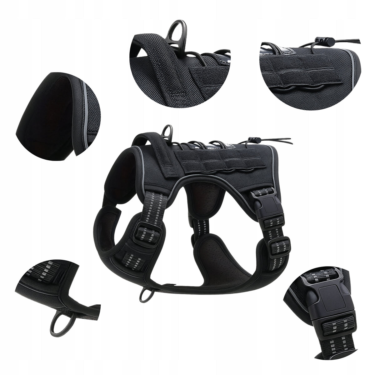 Harness For Medium / Large Dog Strong Easy Walk Adjustable XL Reflective Manufacturer code Szelki Dla Małego Dużego Psa Czarne Guard