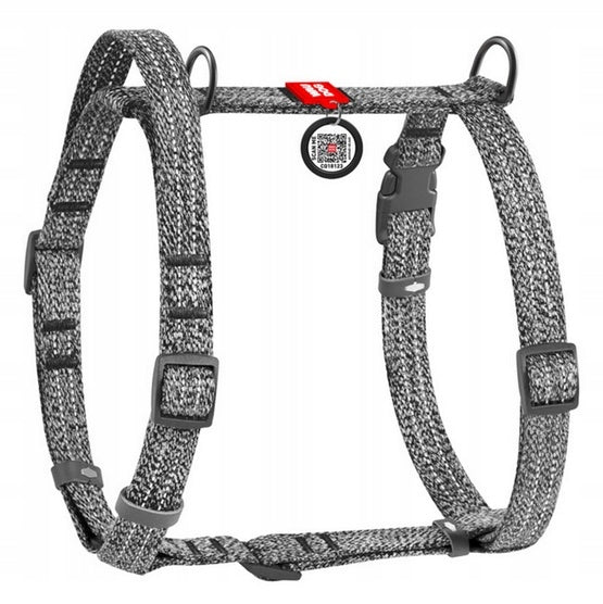Harness WauDog Re-Cotton L grey with handle