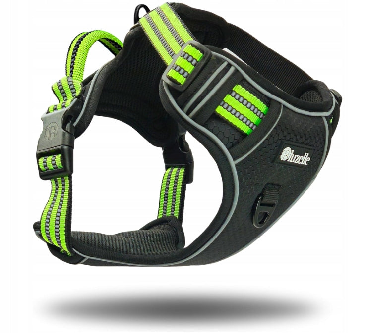 Harness for large dogs, reflective with handle and pocket for GPS tracker