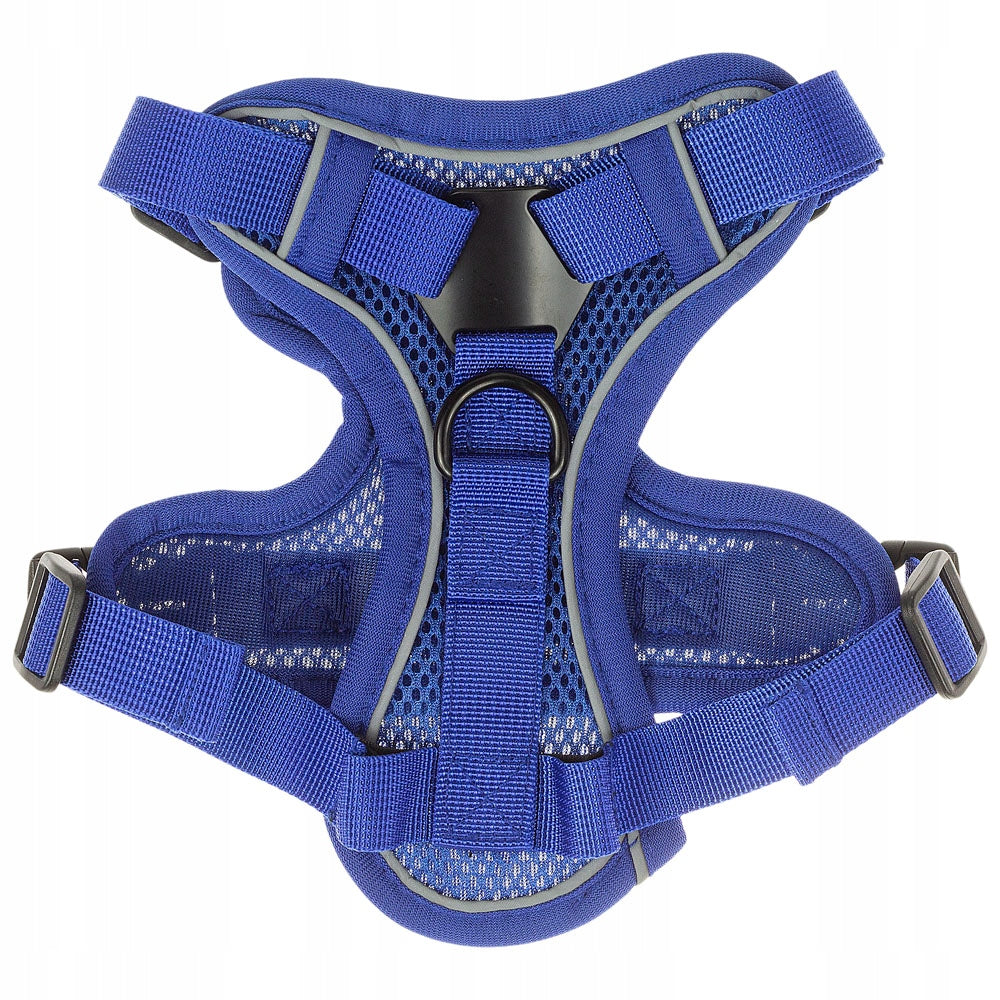 Harness for small dog cat type GUARD pressure-free reflective LANYARD FREEBIE XL Color blue