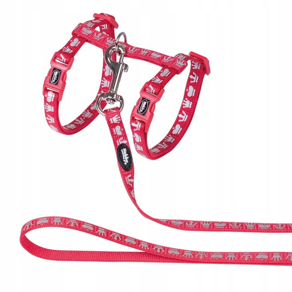 Harness with leash for cat "Royale" Nobby - red with pattern