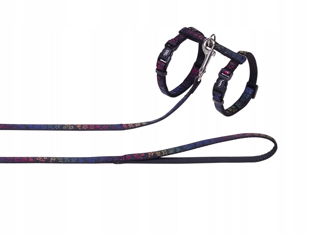Harness with leash for cat "Star" Nobby - black with pattern