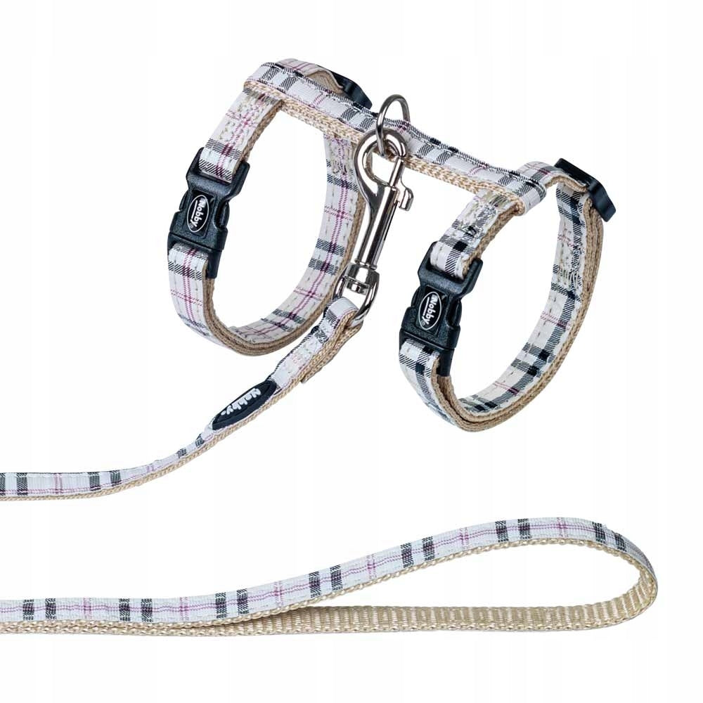 Harness with leash for cat "Tartan" Nobby - beige checkered