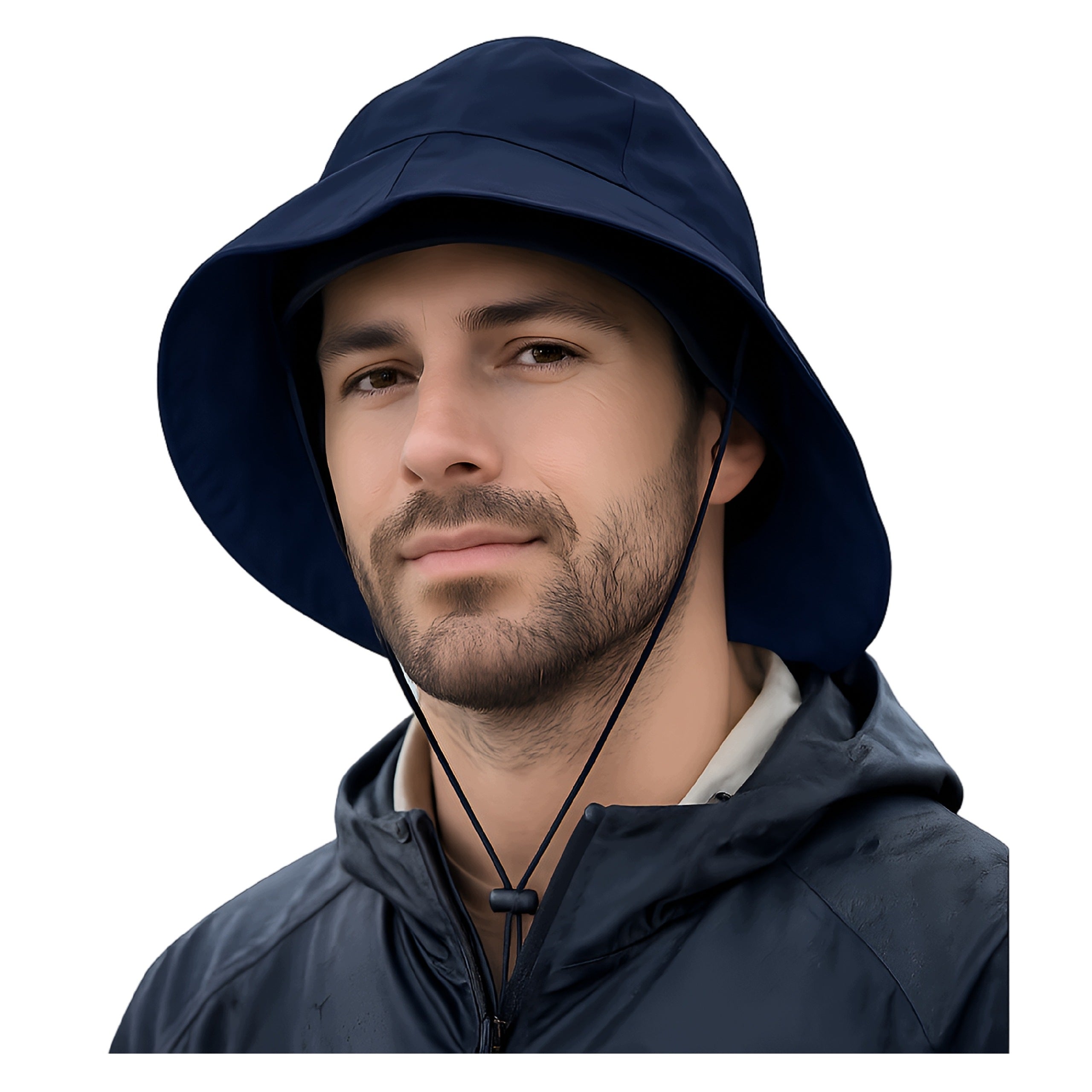 Hat Navy Fisherman Waterproof Wide Roundabout Adjustable Drawstring