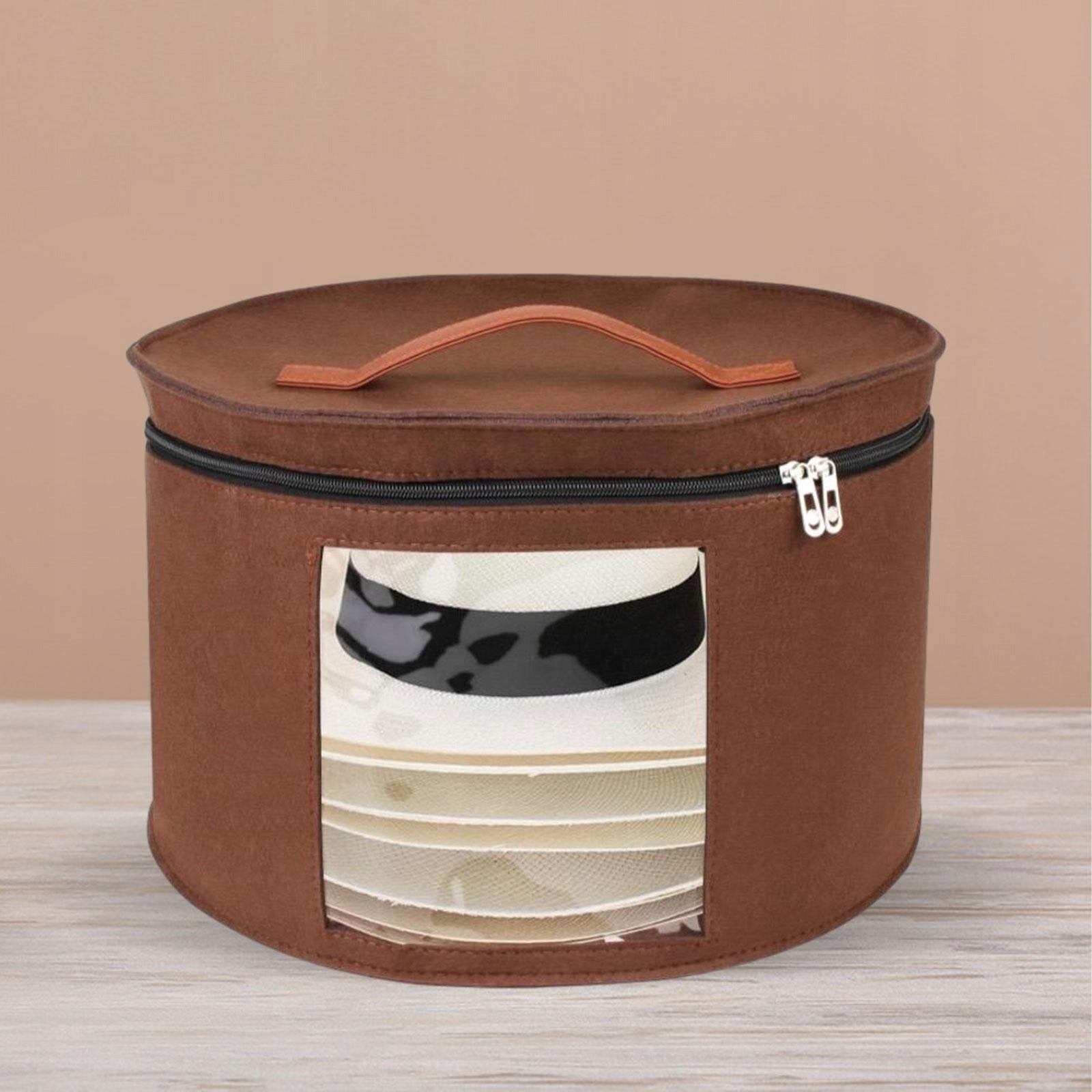 Hat Storage Box Hat Box Stackable Stuffed Animal Toy Storage, Brown 33x26cm Product height 7 cm