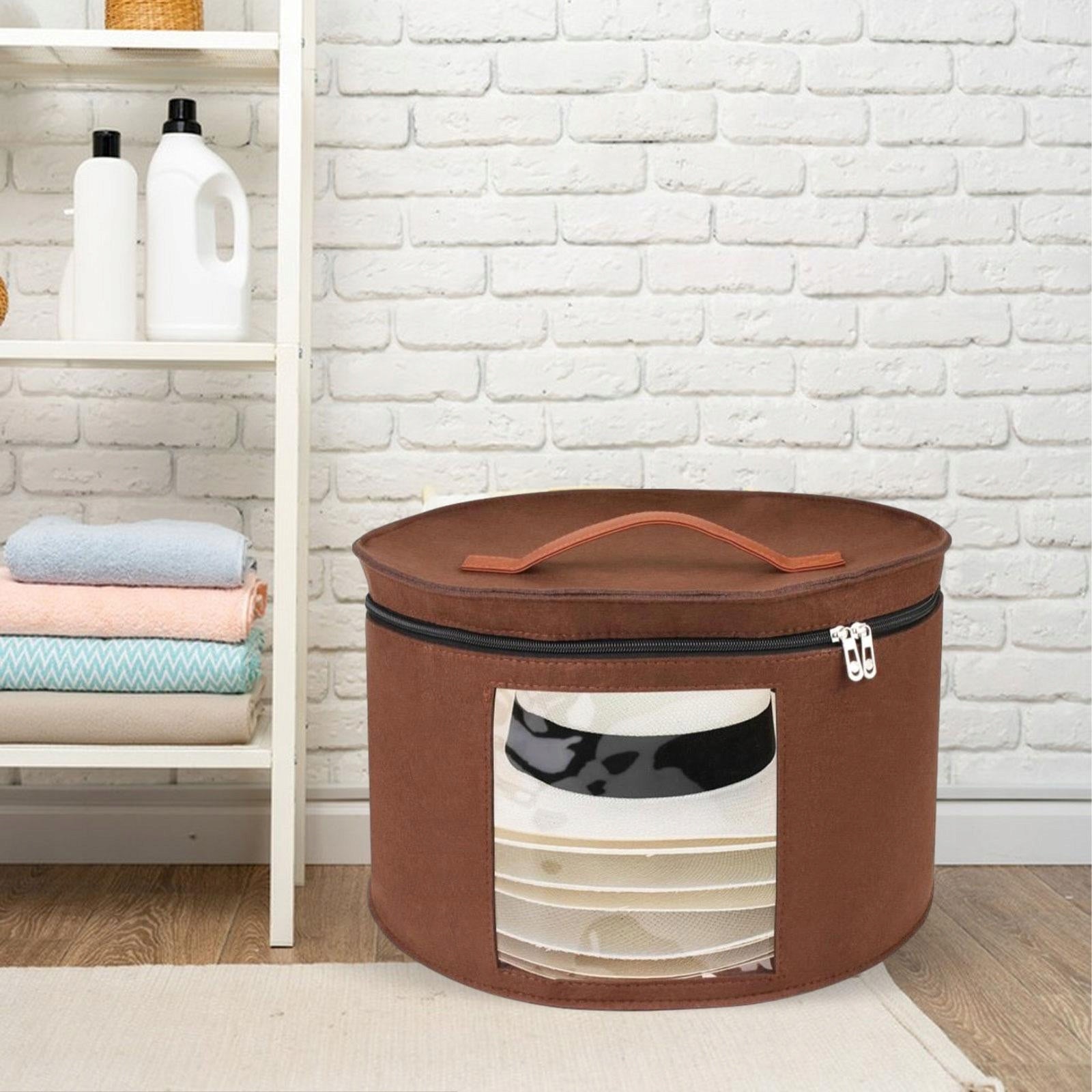 Hat Storage Box Hat Box Stackable Stuffed Animal Toy Storage, Brown 33x26cm Product width 28 cm