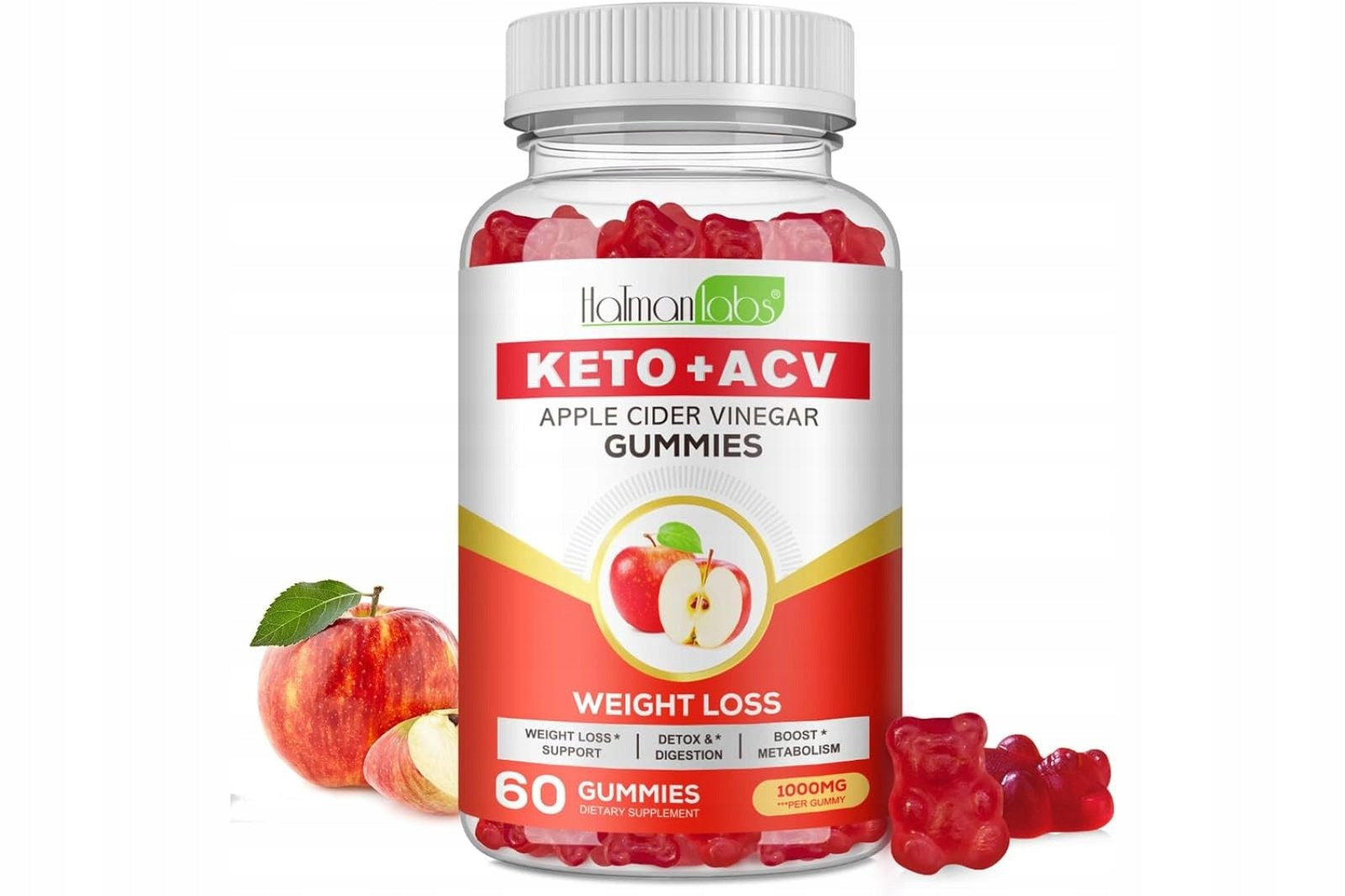 Hatman Labs Keto + ACV Gummies 1000mg 60 Pack Metabolism Support