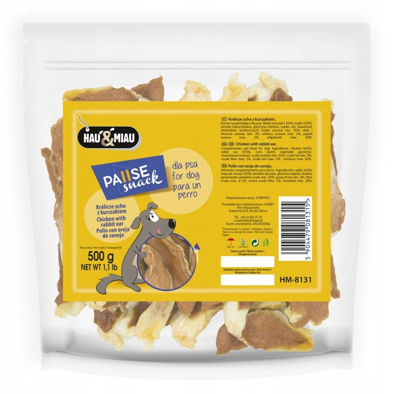 Hau Miau Rabbit Ears with Chicken Meat 500g Flavor rabbit