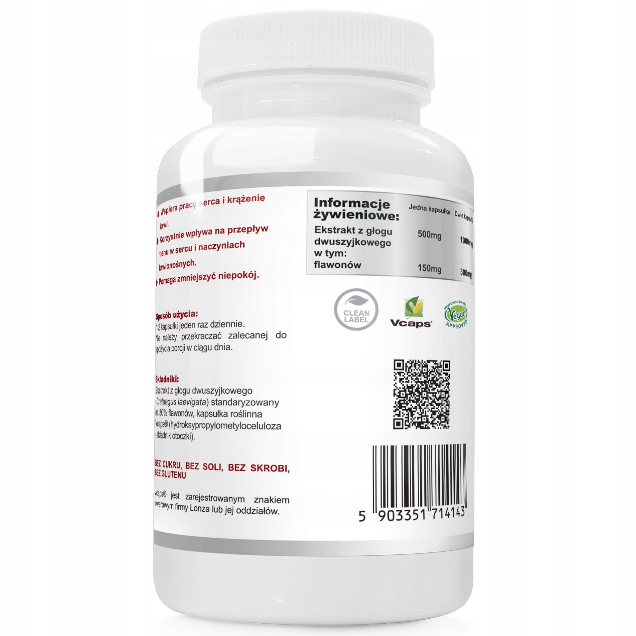 Hawthorn Extract 500mg PRESSURE HEART SUPPORT CIRCULATION 90 kaps Name other