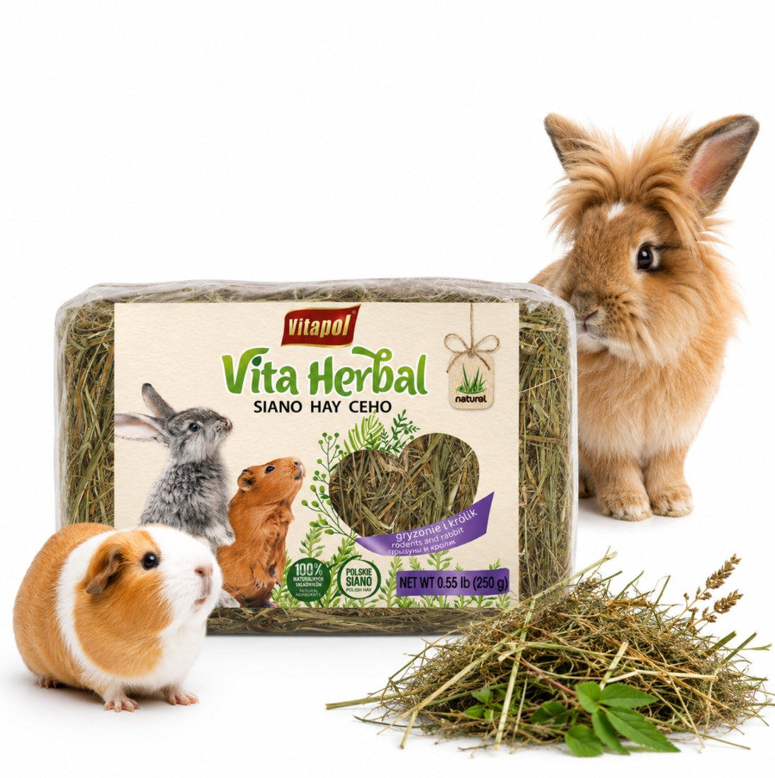 Hay for Rabbit Rodents Food Substrate for Cage VITAPOL 250g