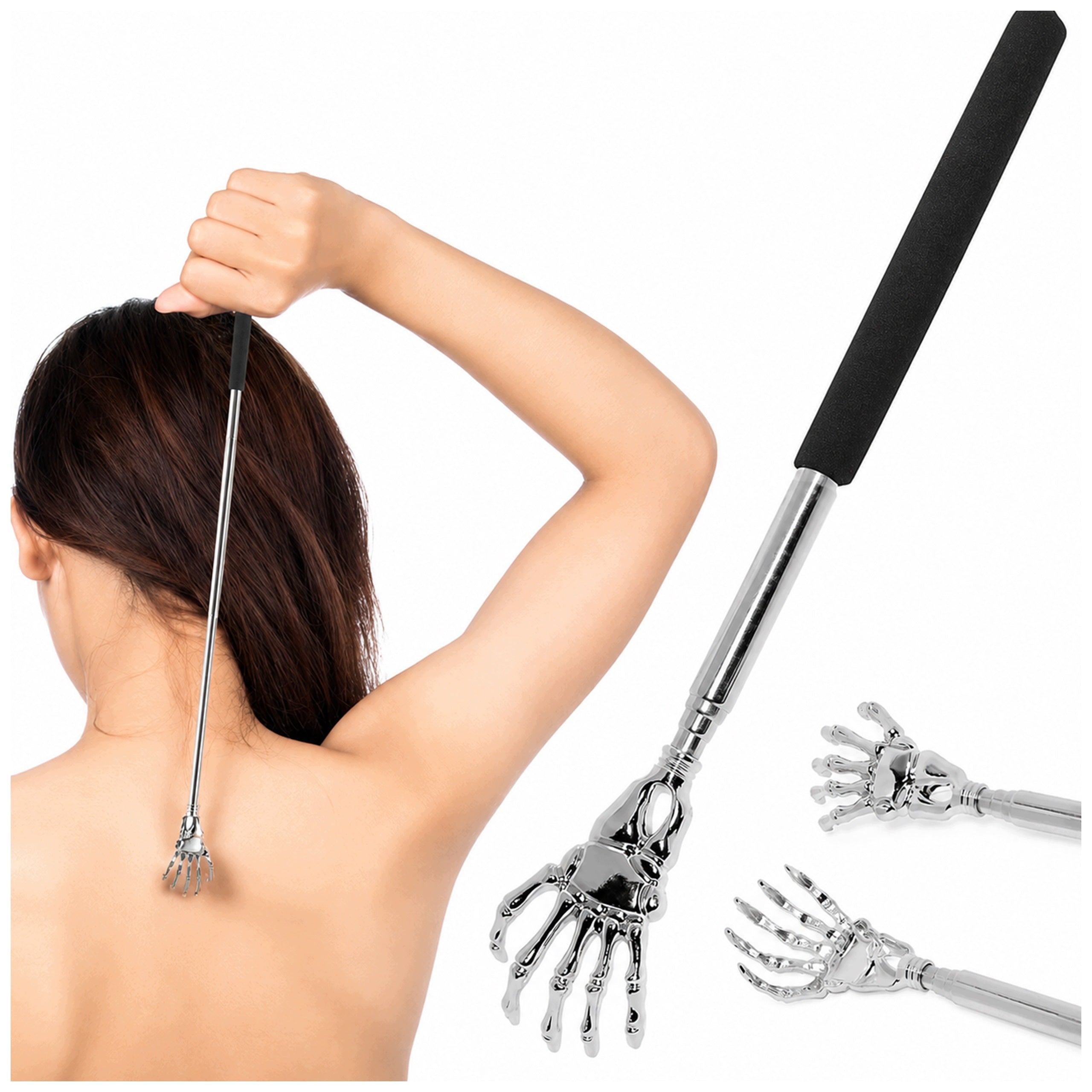 Head Scratcher Telescopic Folding Scratcher Black