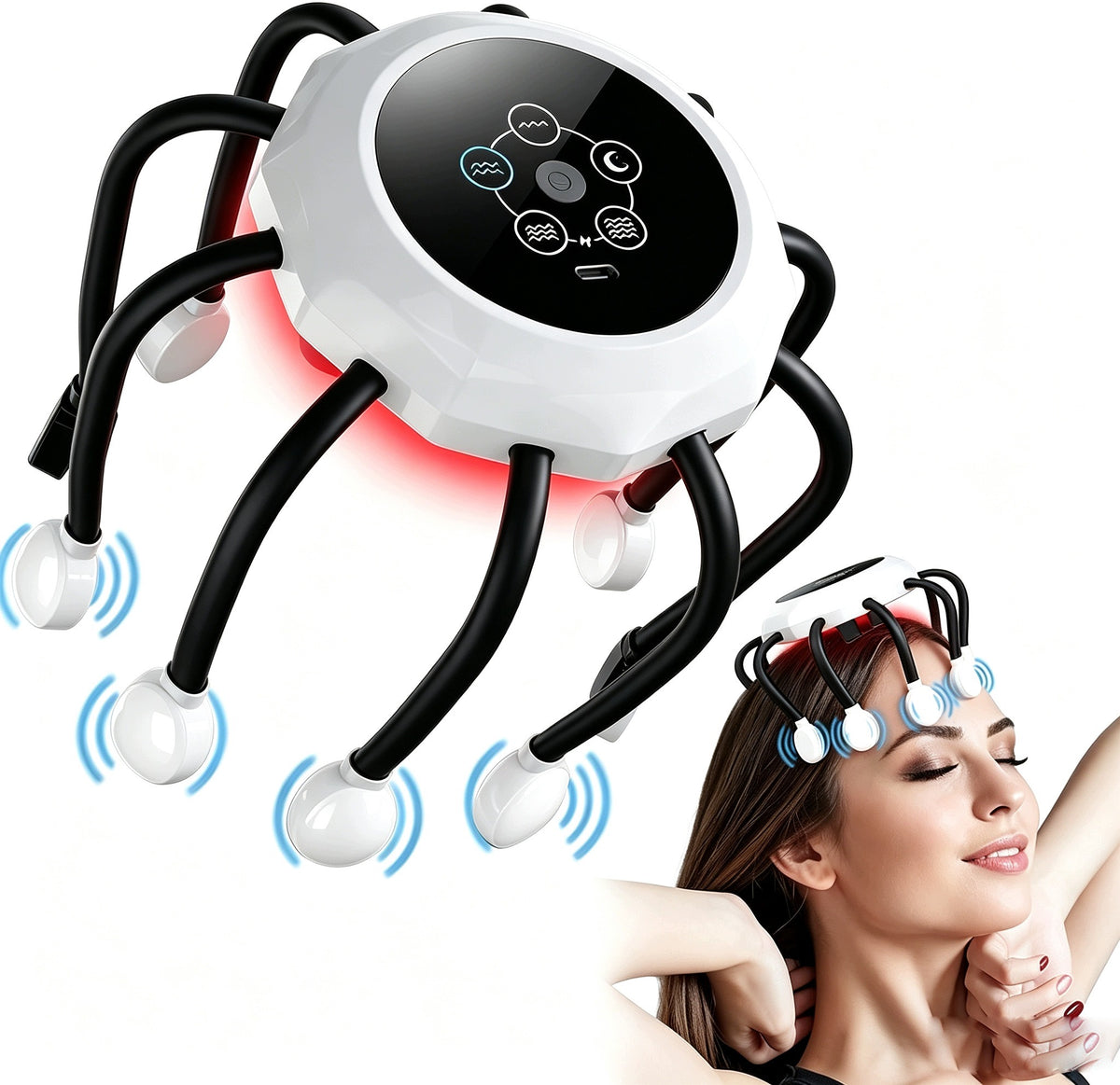 Head massager electric scalp massage for headache 5 modes portable