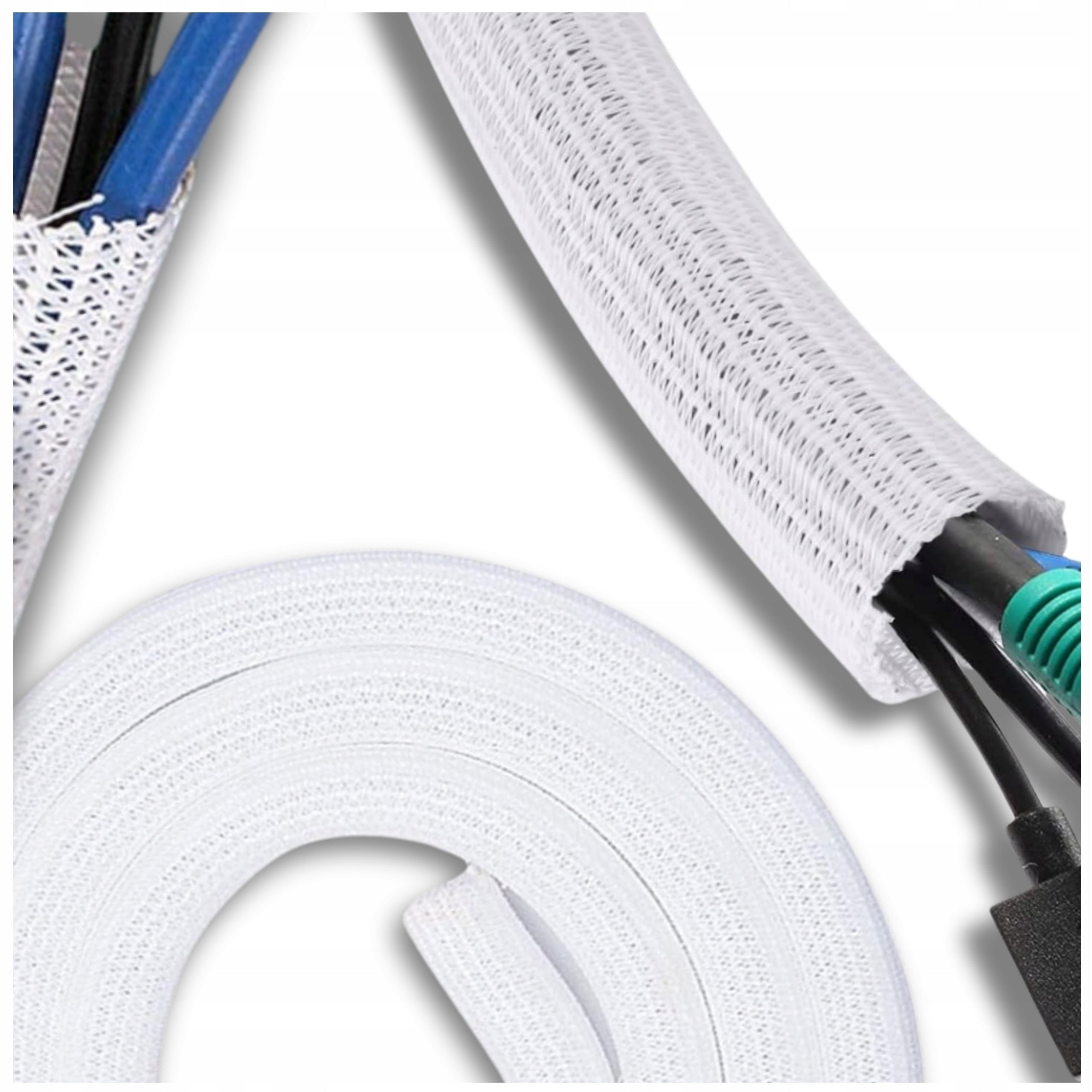 Headband Cable Masker Cover 1m Masking Cable White Organizer Manufacturer code Maskownica siatkowa biała do kabli przewodów