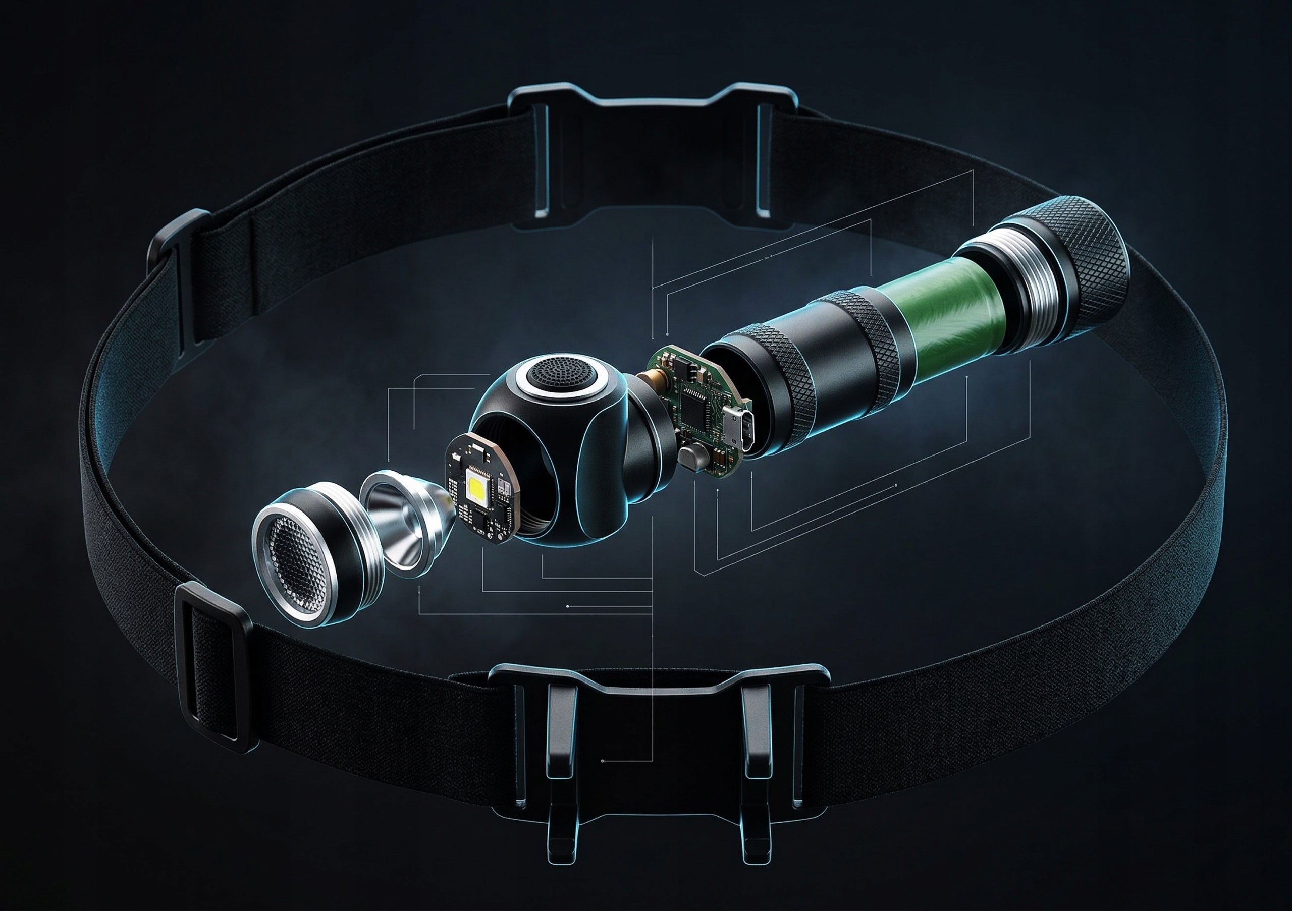 Headlamp Bicycle Headlamp LED 2in1 Flashlight Hand Lamp 3 Working Modes Packaging status original