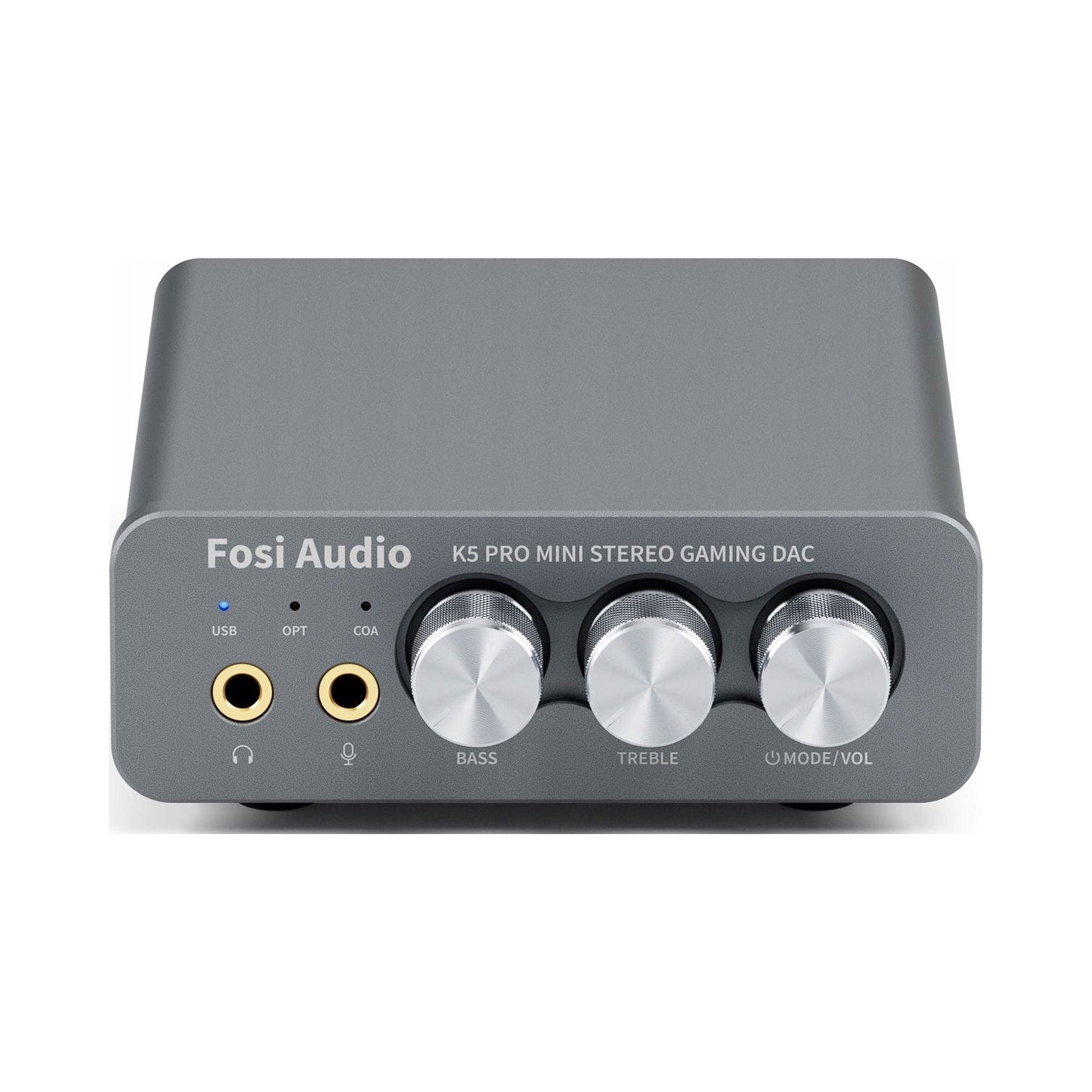 Headphone Amplifier Fosi Audio K5 Pro black stationary with USB DAC