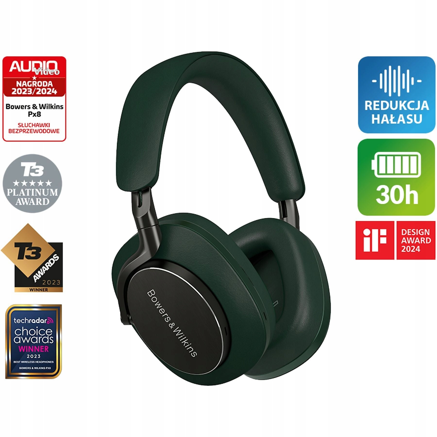 Headphones Bowers & Wilkins Px8 Green ANC BT 5.2 aptX 30h