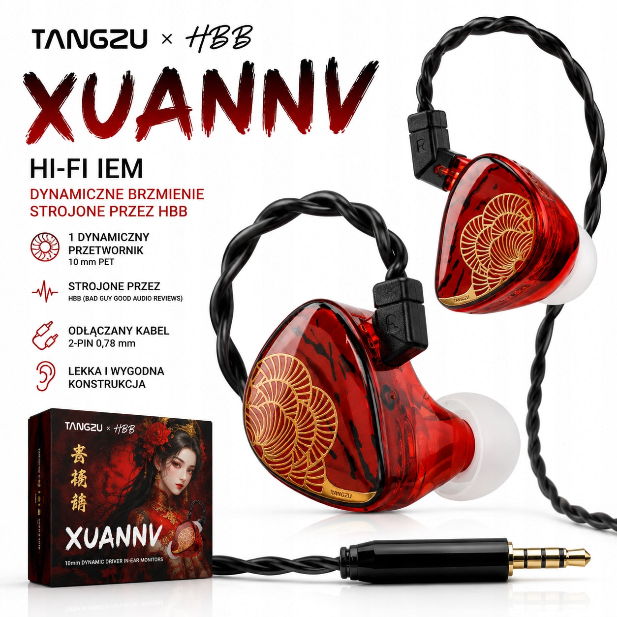 Headphones Linsoul TANGZU x HBB XuanNv HiFi IEM dynamic wired Manufacturer code B0DR1CV8NT