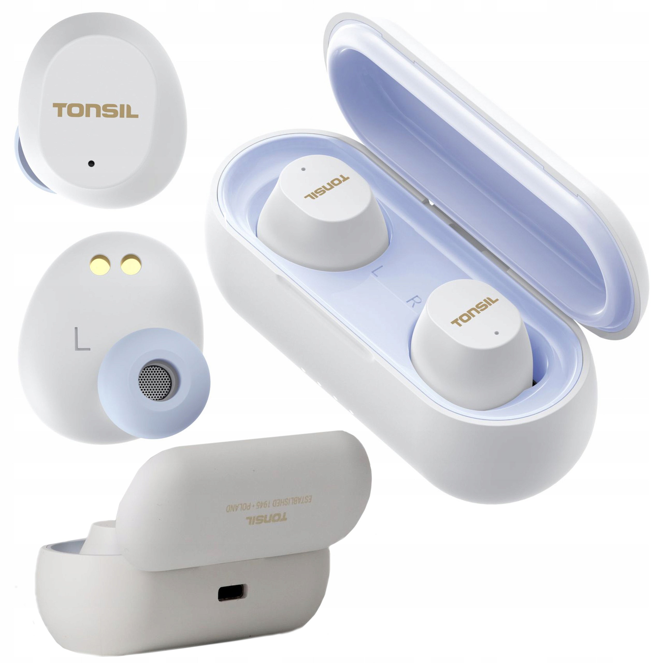 Headphones TONSIL T45BT Wireless Bluetooth TWS White BT MIC Powerbank