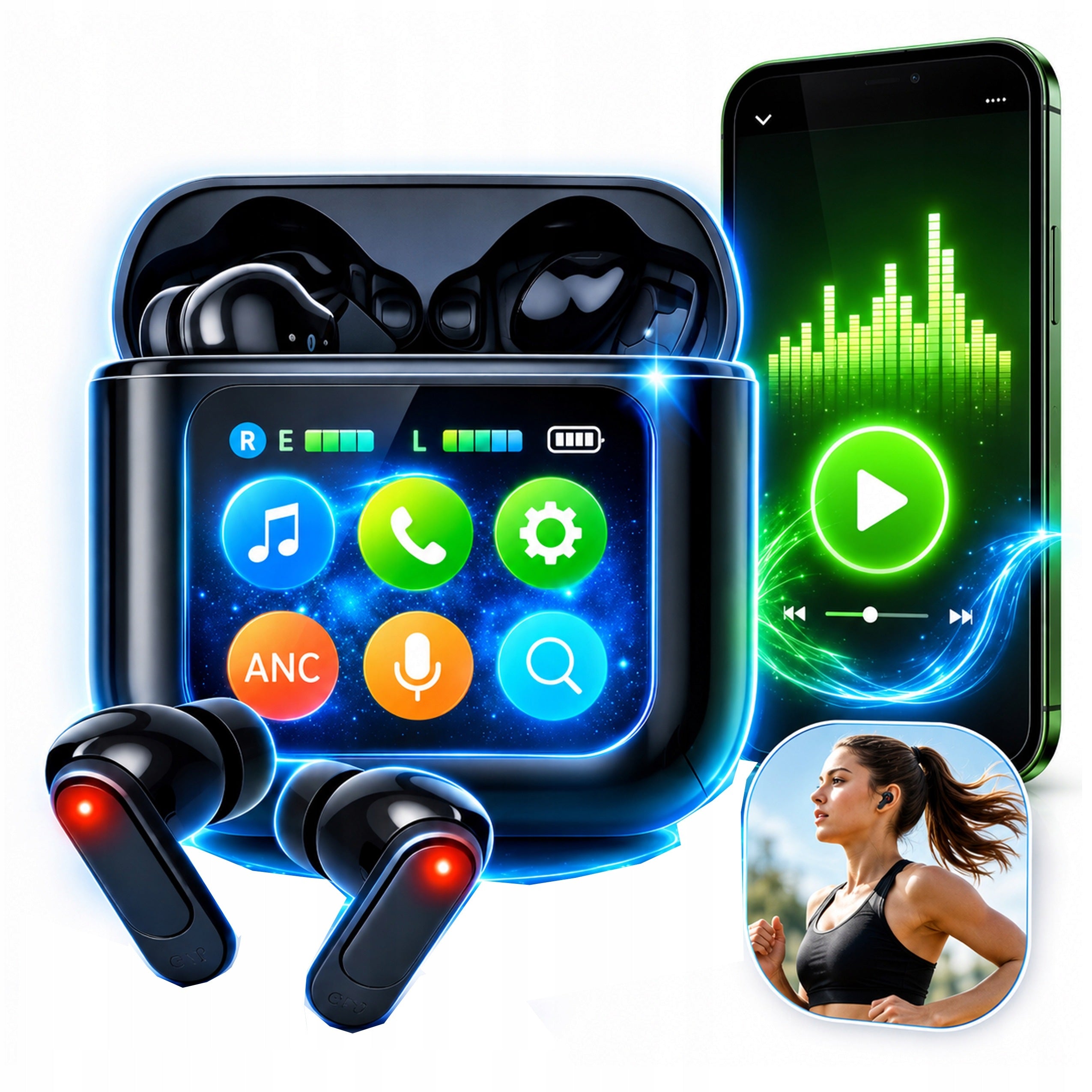 Headphones WIRELESS In-Ear Microphone USB-C TOUCH SCREEN