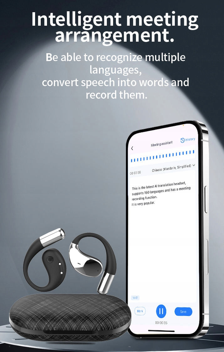 Headphones with AI translation and bone conduction in 150 languages Brand no brand