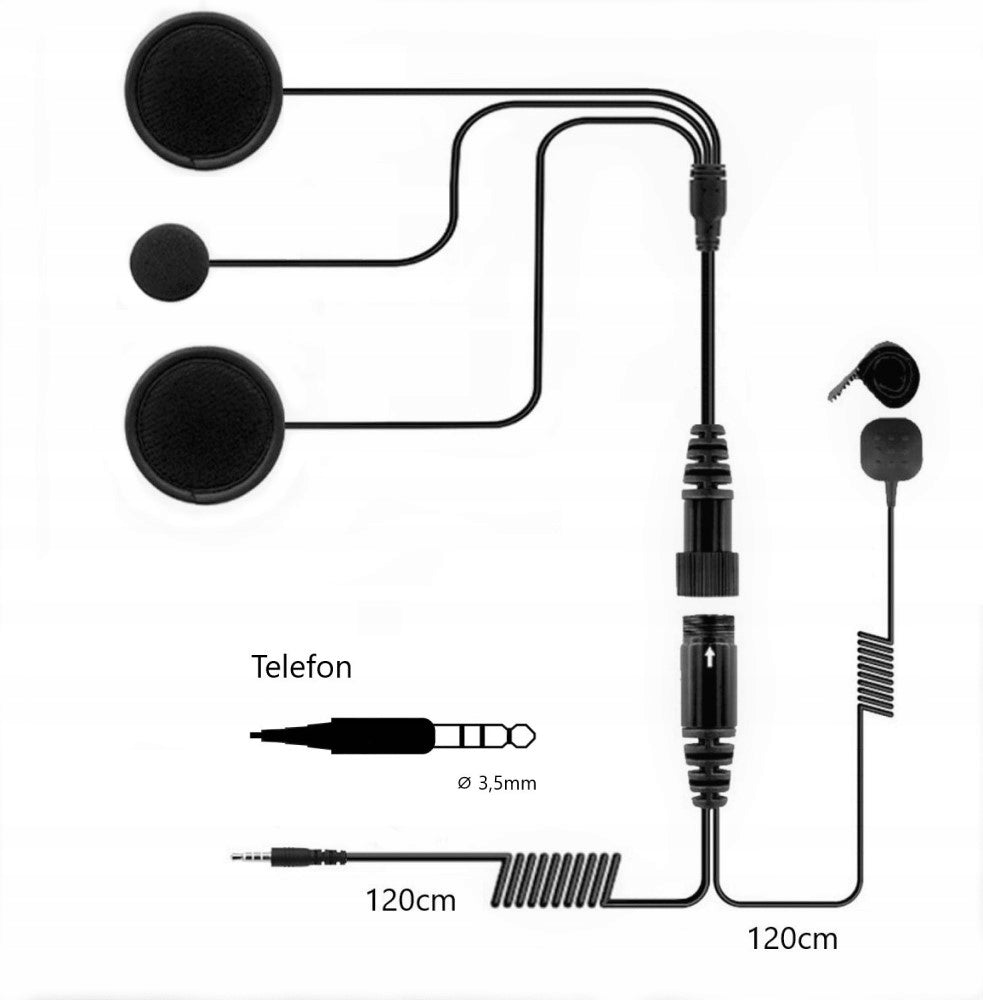 Headphones with microphone for closed helmet for phone, navigation GAPILOT