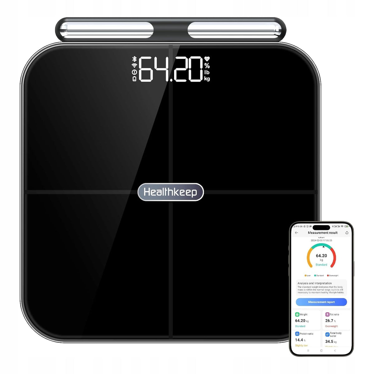 Healthkeep Personal scale WiFi Bluetooth 8 electrodes 46 body data USB 180kg
