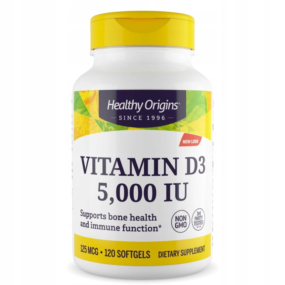 Healthy Origins Vitamin D3 5000 IU - 120 softgels - Date 08/2026