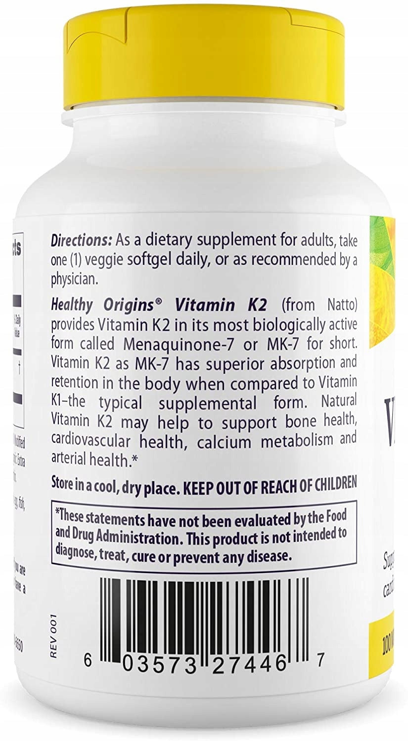 Healthy Origins Vitamin K2 MK-7 100 mcg 180 Softgels Vegetable Vitamin K2 mk7 Manufacturer code 0357327446
