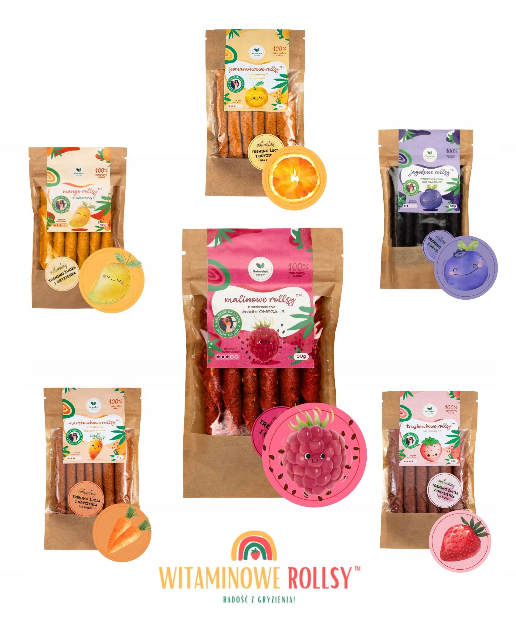 Healthy Snack Sugar Free Rollsy 6 Flavors Raspberry Mango Strawberry and more