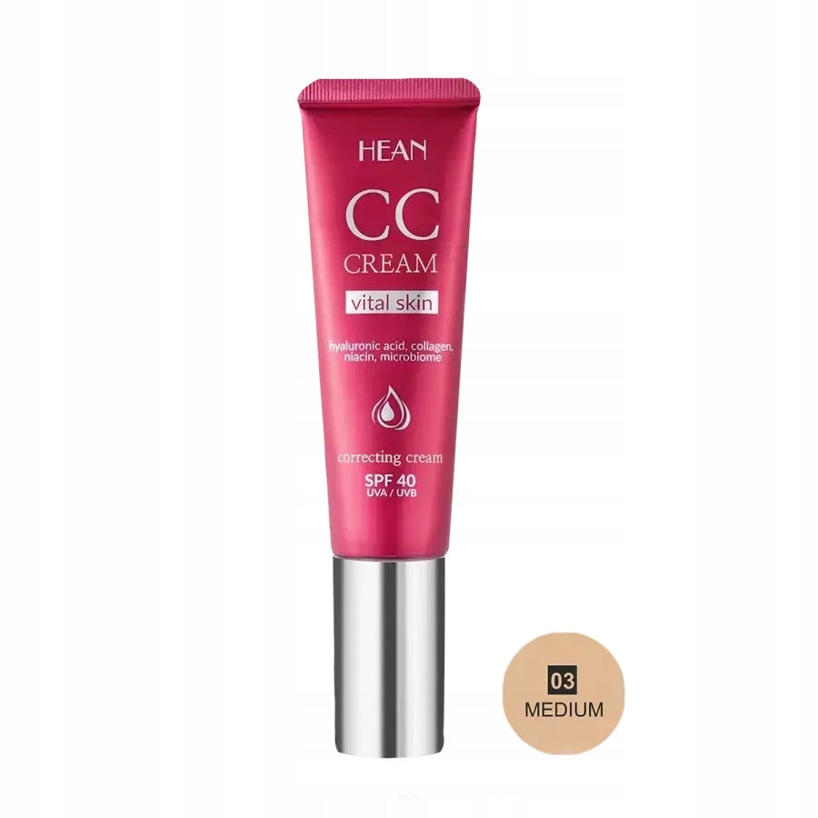 Hautton-korrigierende Gesichtscreme Hean Vital Skin CC-Korrekturcreme SPF40 03 Medium, 30 ml 