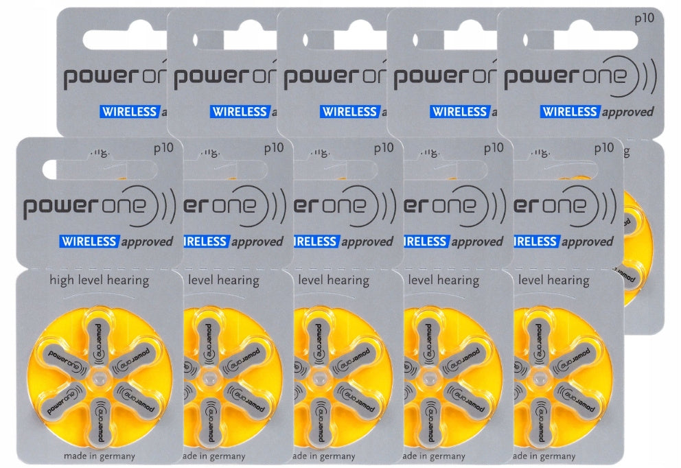Hearing Aid Batteries 10 Power One PR70 Zinc Air 1,45V 60 Pack