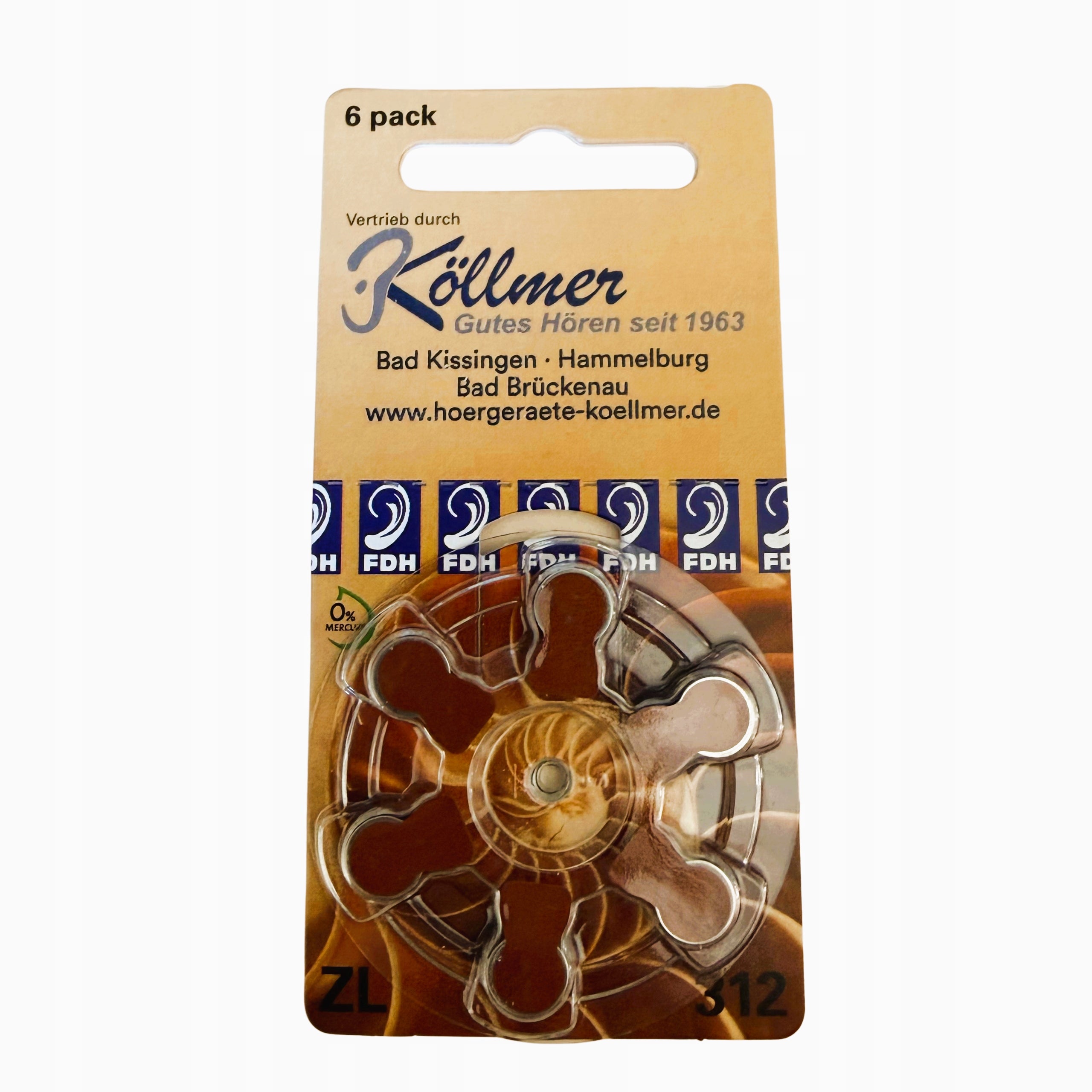 Hearing Aid Batteries Bliste 6pcs1,45V FDH Kollmer (312) Energizer