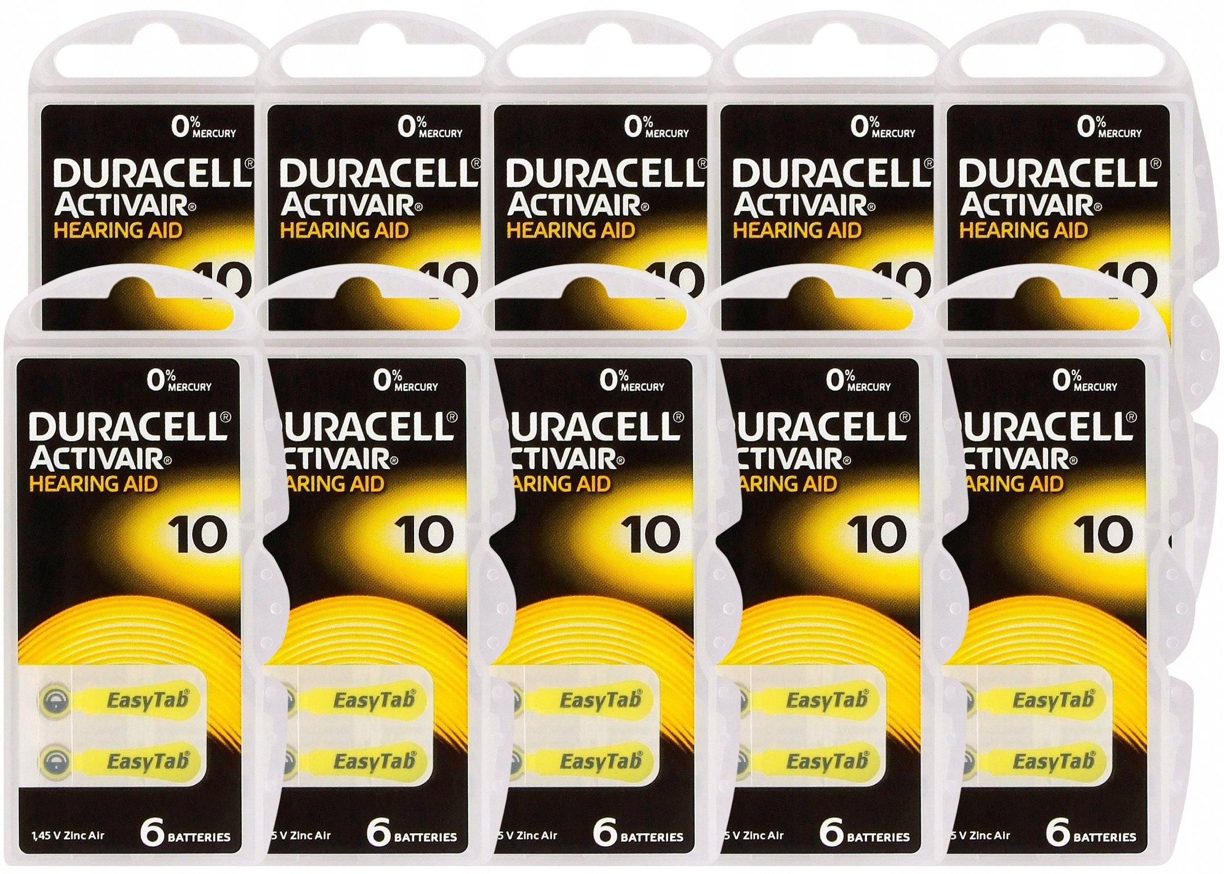Hearing Aid Batteries DURACELL 10 ActivAir PR70 60pcs. Medical device no