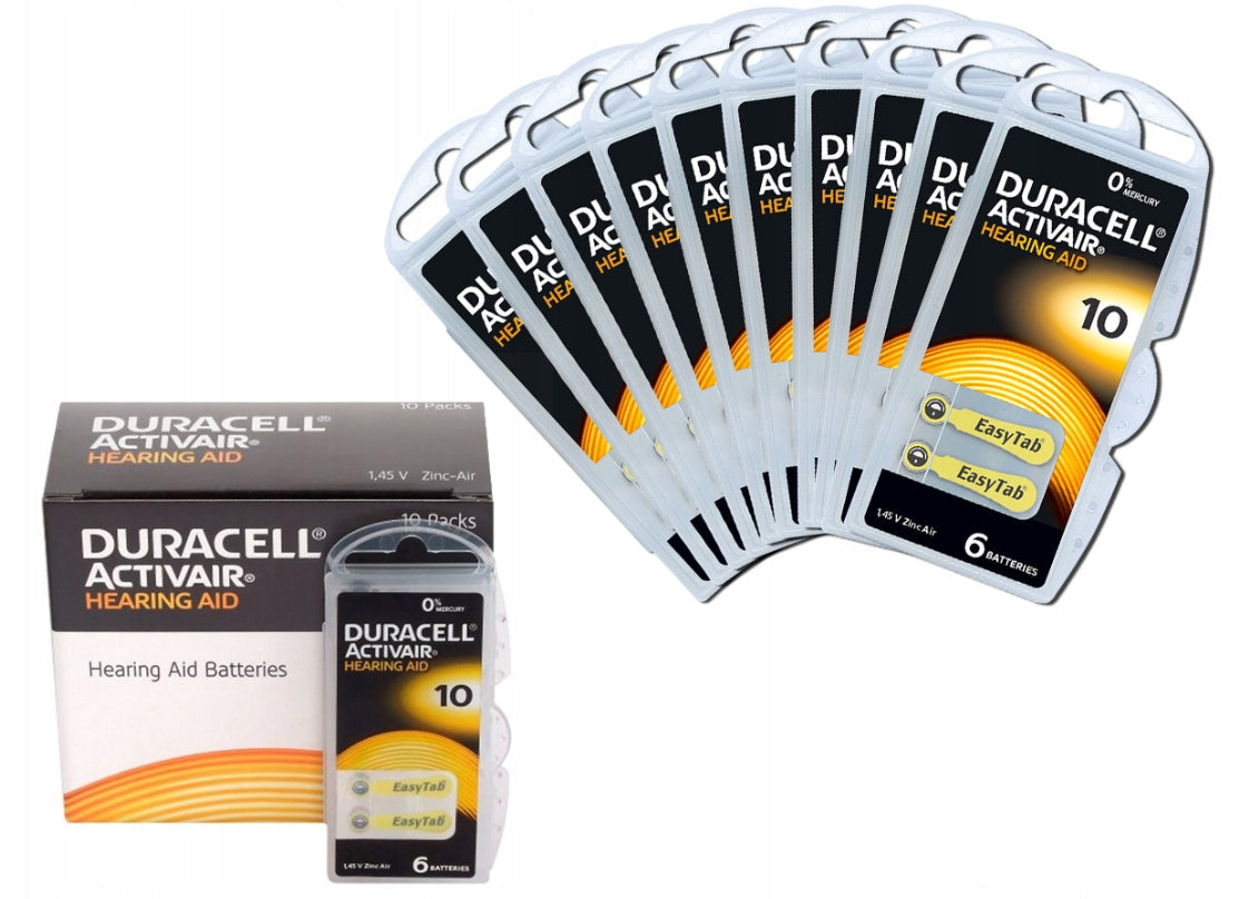 Hearing Aid Batteries DURACELL 10 PR70 ZincAir 60 pcs. Medical device no