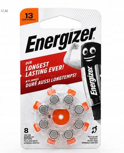 Hearing Aid Batteries Energizer 13 PR48 Zinc Air 1,4V 8 Pack