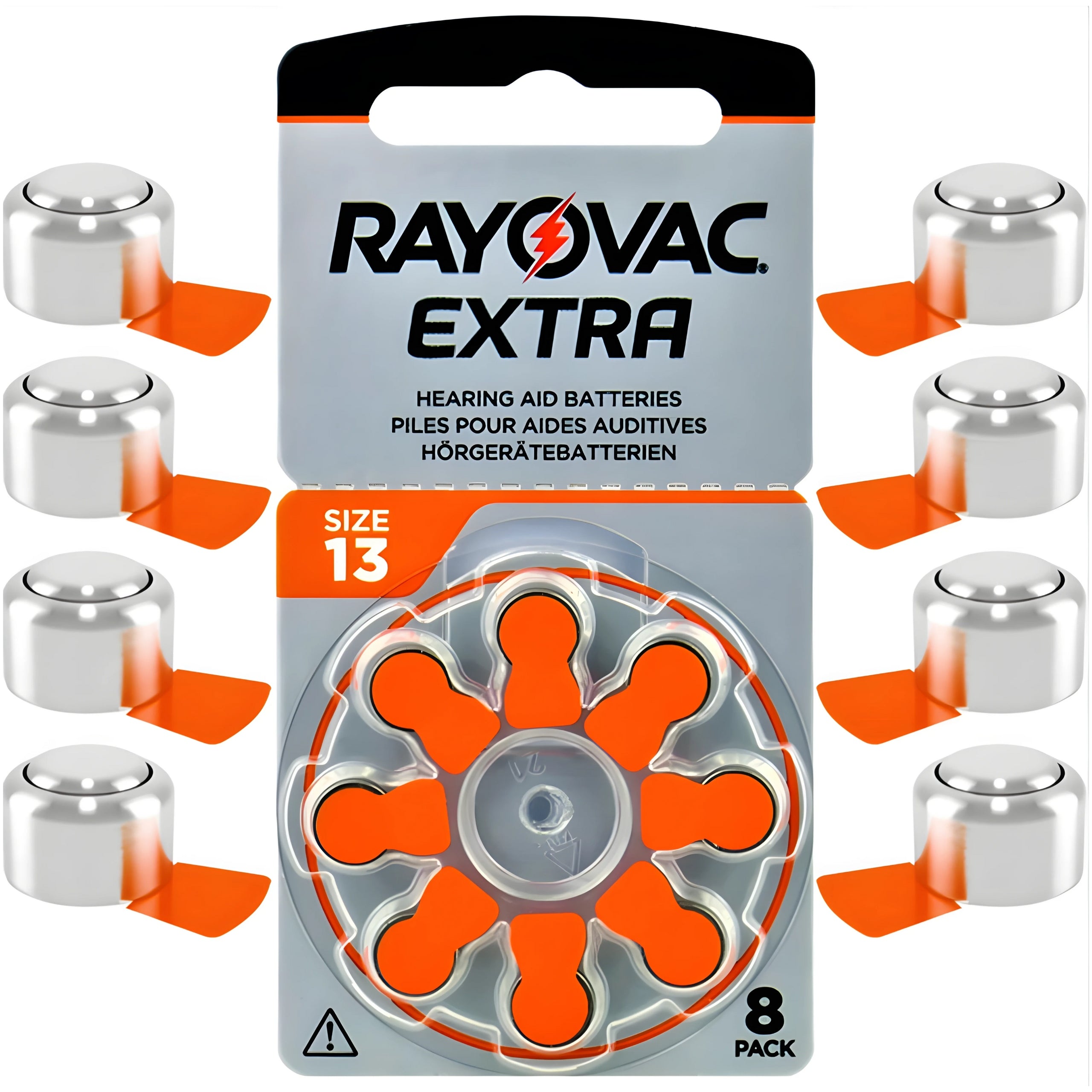 Hearing Aid Batteries RAYOVAC 13 PR48 for Hearing Aid LONG DATE x 8 Pack