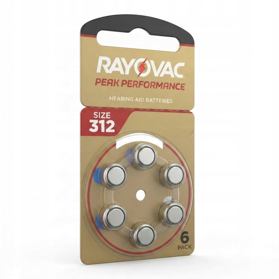 Hearing Aid Batteries RAYOVAC PEAK PERFORMANCE 312 PR41 60pcs Set Brown Medical device no
