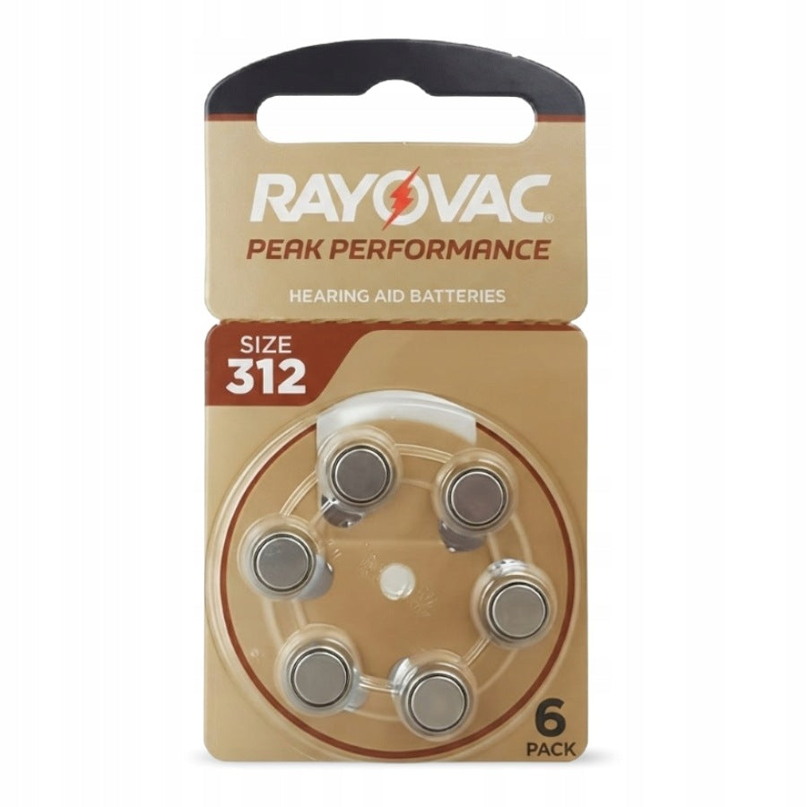 Hearing Aid Batteries RAYOVAC PEAK PERFORMANCE 312 PR41 60pcs Set Brown Packaging status original