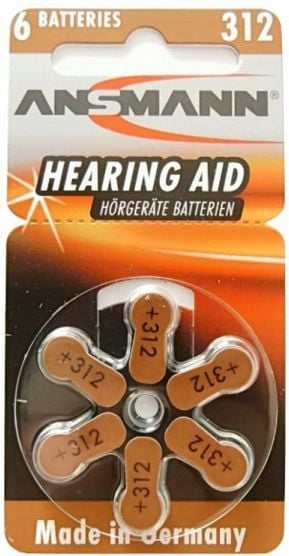 Hearing Aid Battery Ansmann 312 6 pcs PR41 1,45V