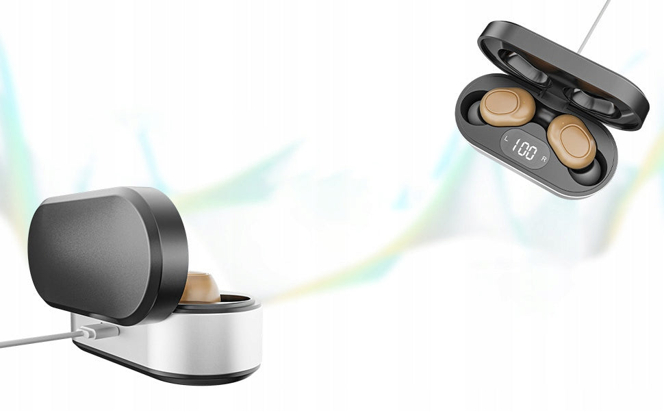 Hearing Aids For Seniors With CE Noise Cancellation, Grey LCD Box Packaging status original