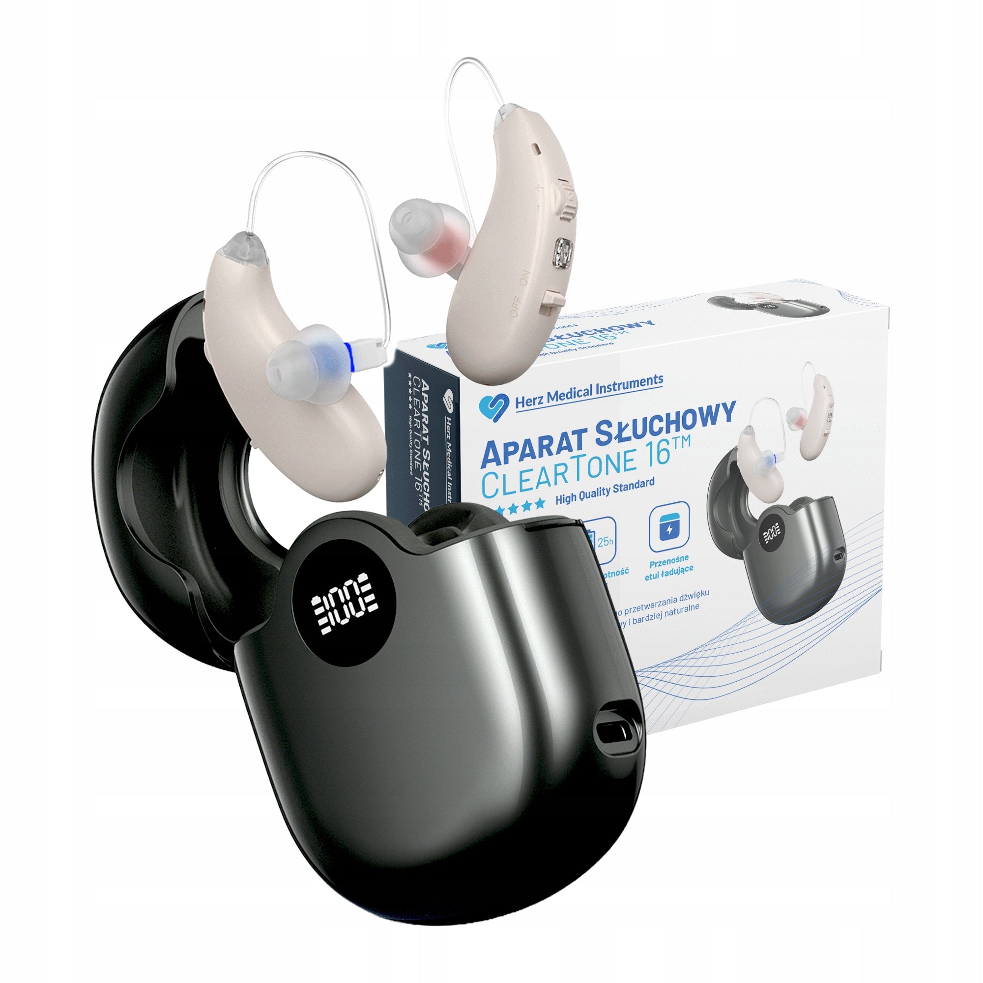 Hearing aid battery behind-the-ear Herz Medical Instruments amplifier 2in1