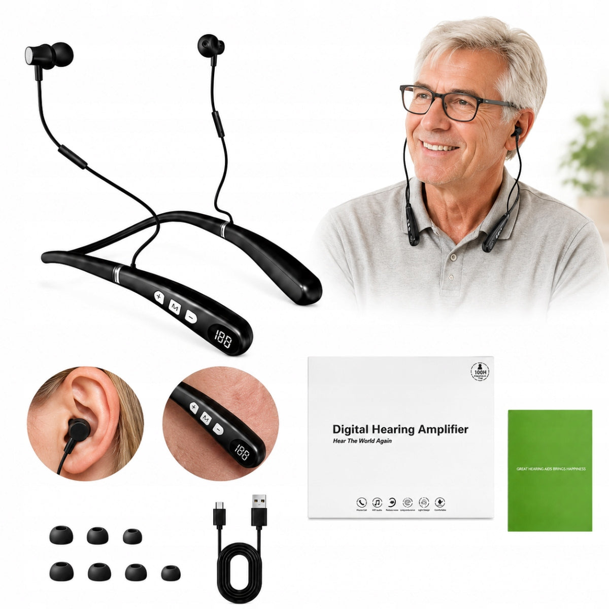 Hearing aid with neckband – modern hearing support