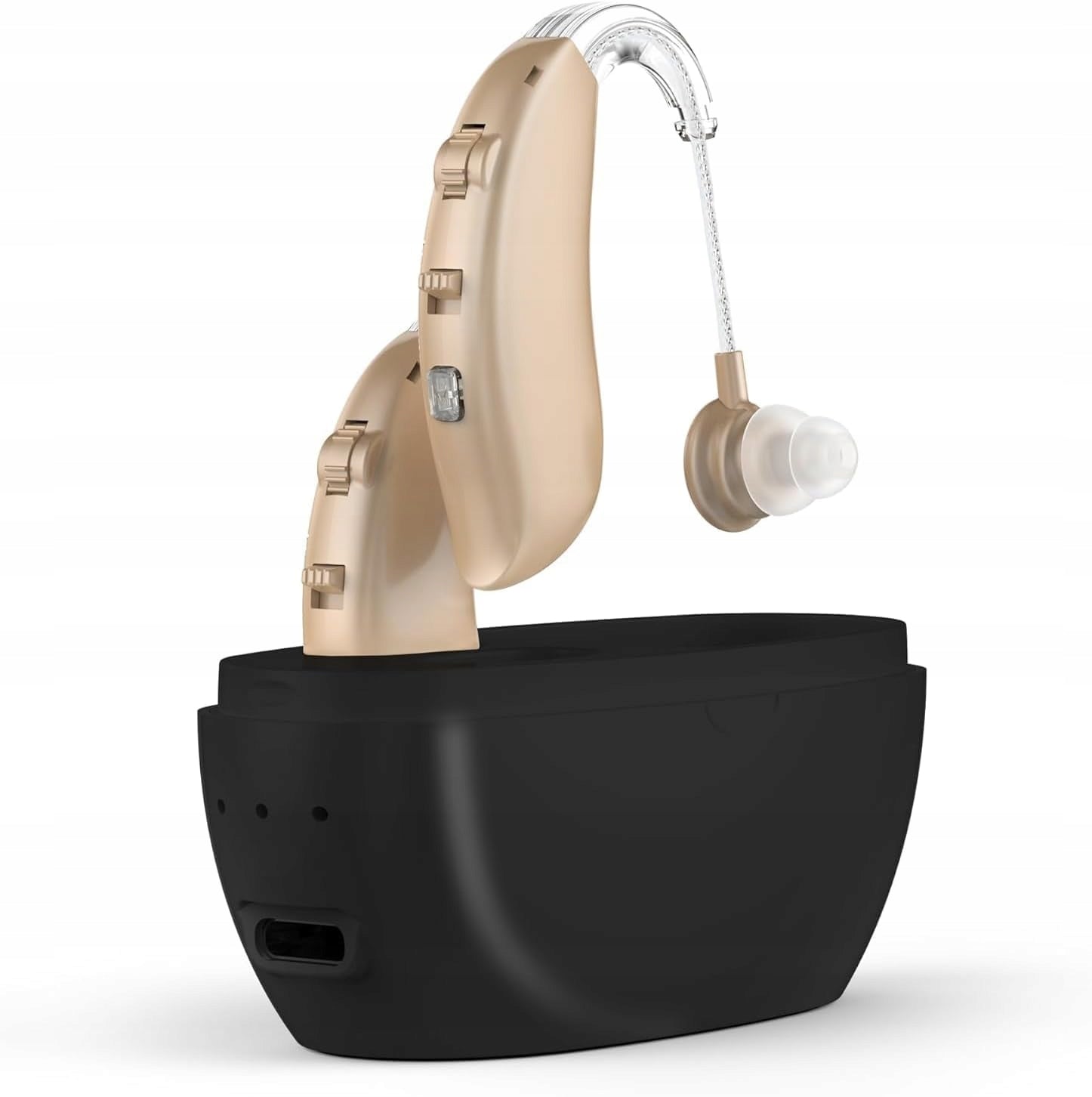 Hearing aid with volume control MEDca with charging case 4 modes, meringue