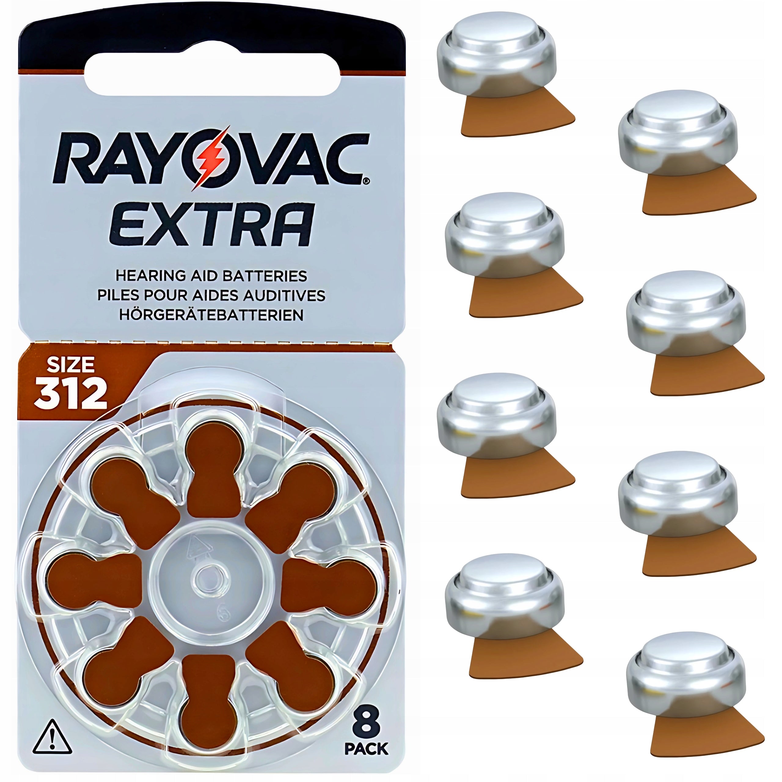 Hearing batteries 312 PR41 1,45V RAYOVAC extra LONG DATE x 8 pcs
